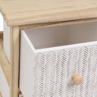 Cajonera de madera de paulonia con 2 cajones tapizados