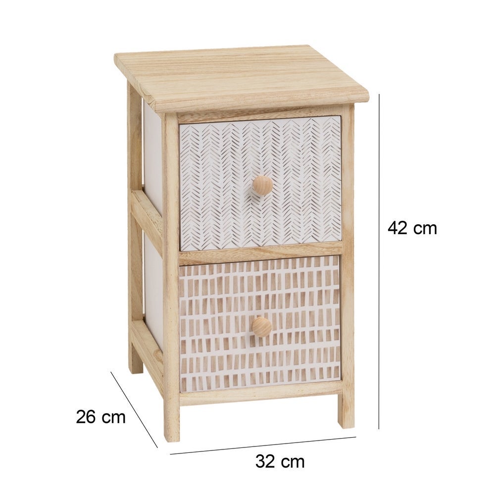 Cajonera de madera de paulonia con 2 cajones tapizados