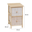 Cajonera de madera de paulonia con 2 cajones tapizados