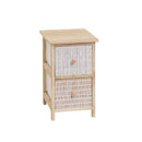 Cajonera de madera de paulonia con 2 cajones tapizados