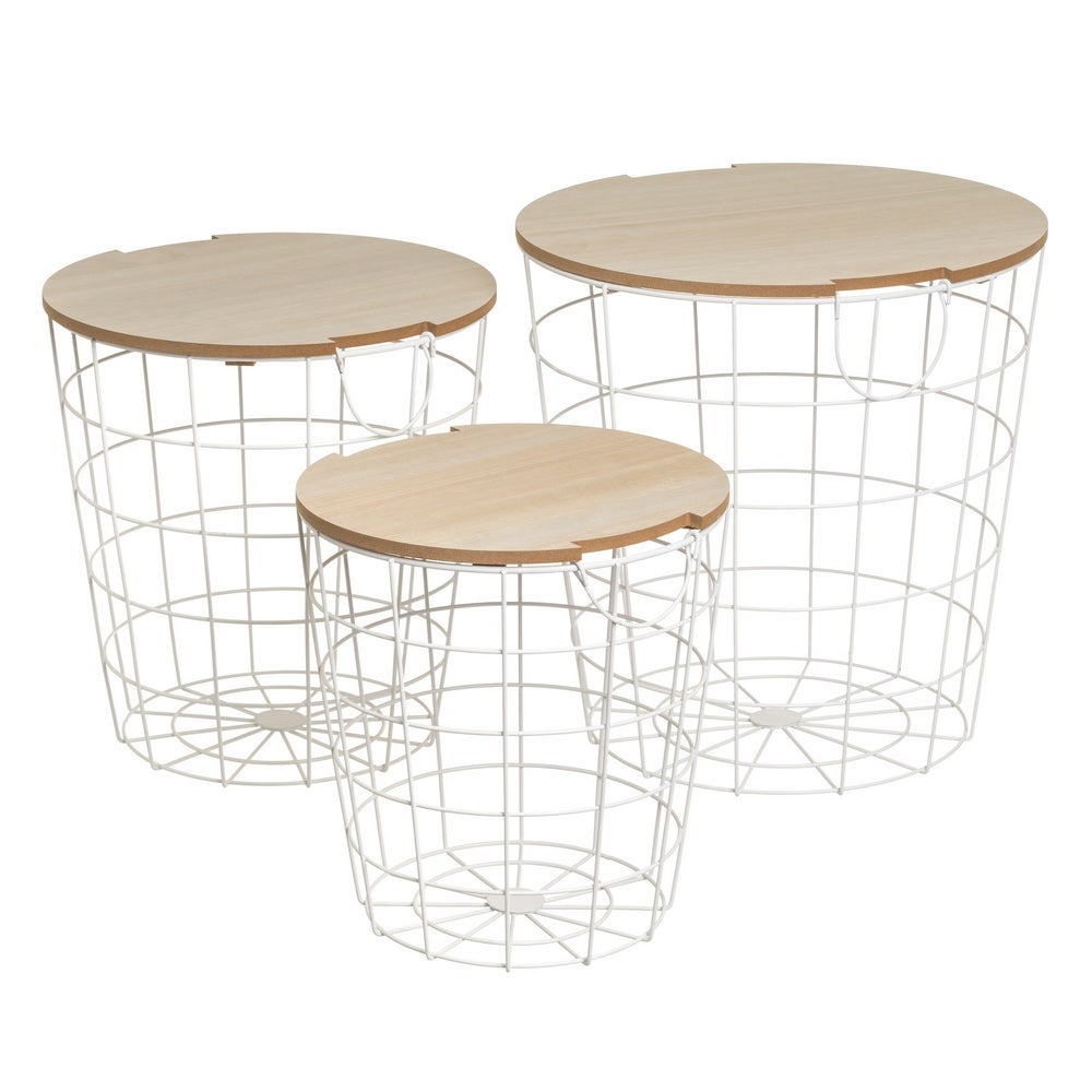 Set de 3 mesas nido blancas