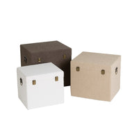 Set de 3 baúles tapizados en color marrón y blanco