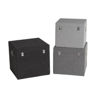 Set de 3 baúles tapizados en color negro y gris