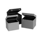 Set de 3 baúles tapizados en color negro y gris