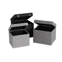 Set de 3 baúles tapizados en color negro y gris
