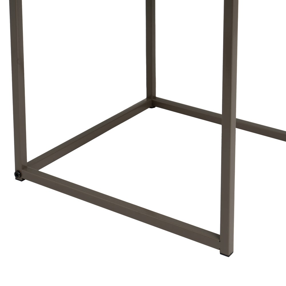 Set de 3 Mesa auxiliares nido cubo de metal y madera grises