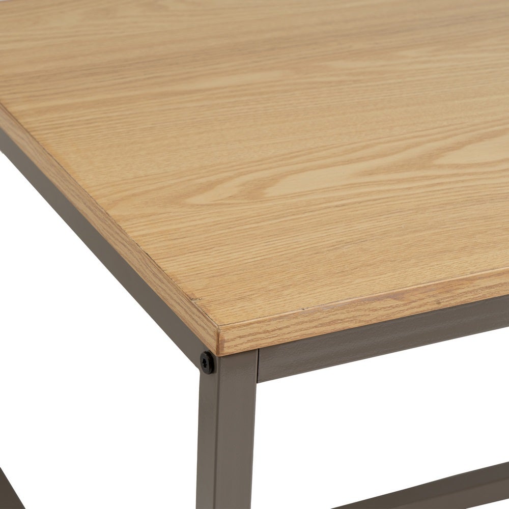 Mesa de centro cubo de metal y madera natural de 100x50x36 cm