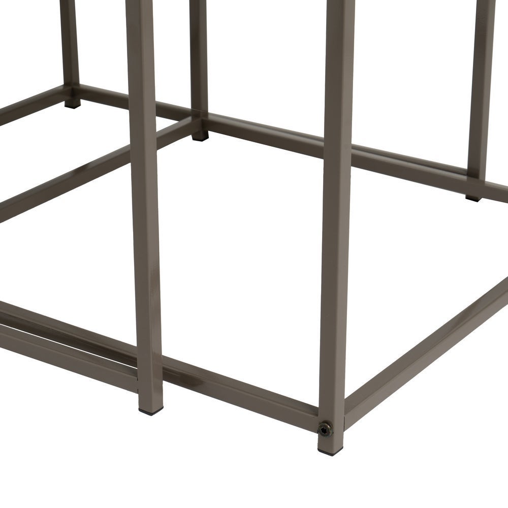 2 mesitas nido cubo de metal y madera natural