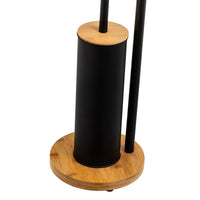Portarrollos con escobillero de metal negro y bambú