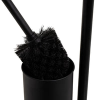 Portarrollos con escobillero de metal negro y bambú