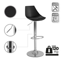 Taburete giratorio con respaldo negro de 104 cm