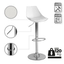 Taburete giratorio con respaldo blanco de 104 cm