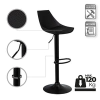 Taburete giratorio con respaldo negro de 104 cm