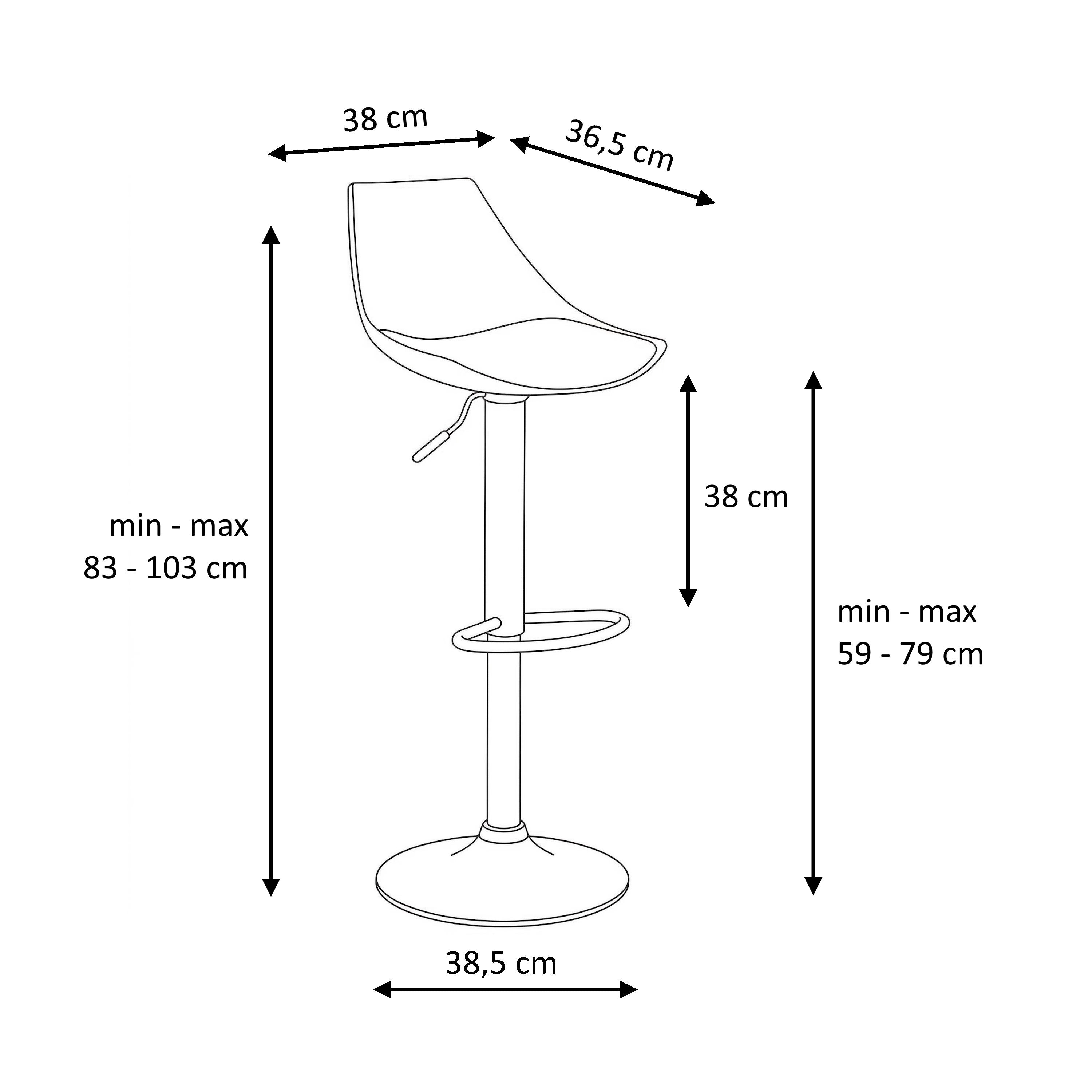 Taburete alto giratorio ajustable en altura con pie de metal