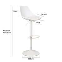 Taburete giratorio con respaldo blanco de 104 cm