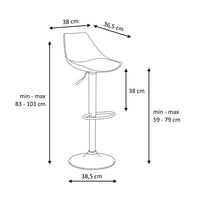 Taburete alto giratorio ajustable en altura con pie de metal