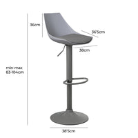 Taburete giratorio con respaldo gris de 104 cm