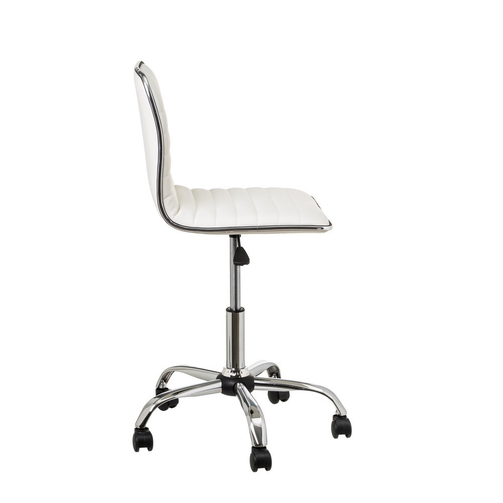 Silla de escritorio con ruedas blanca de polipiel