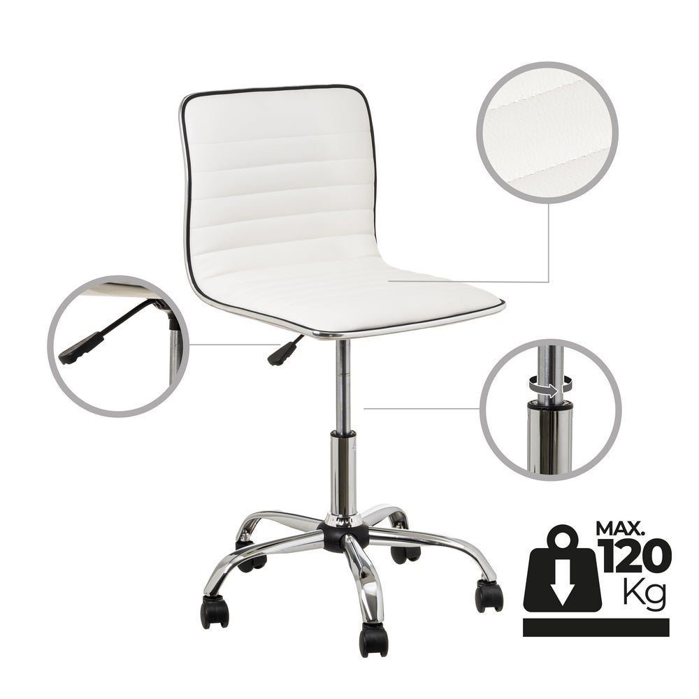 Silla de escritorio con ruedas blanca de polipiel