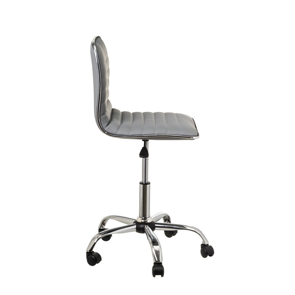 Silla de escritorio con ruedas gris de polipiel