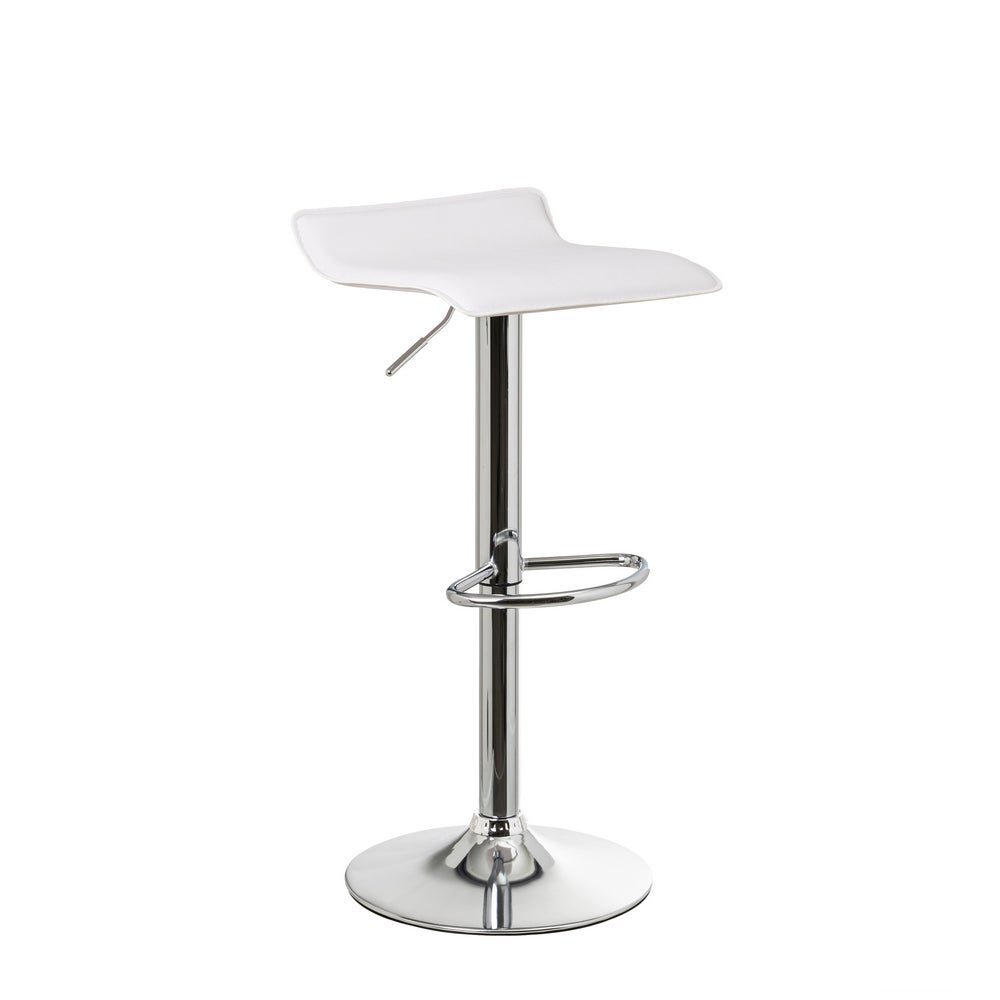 Taburete giratorio blanco de polipiel y metal de 39x39x84 cm