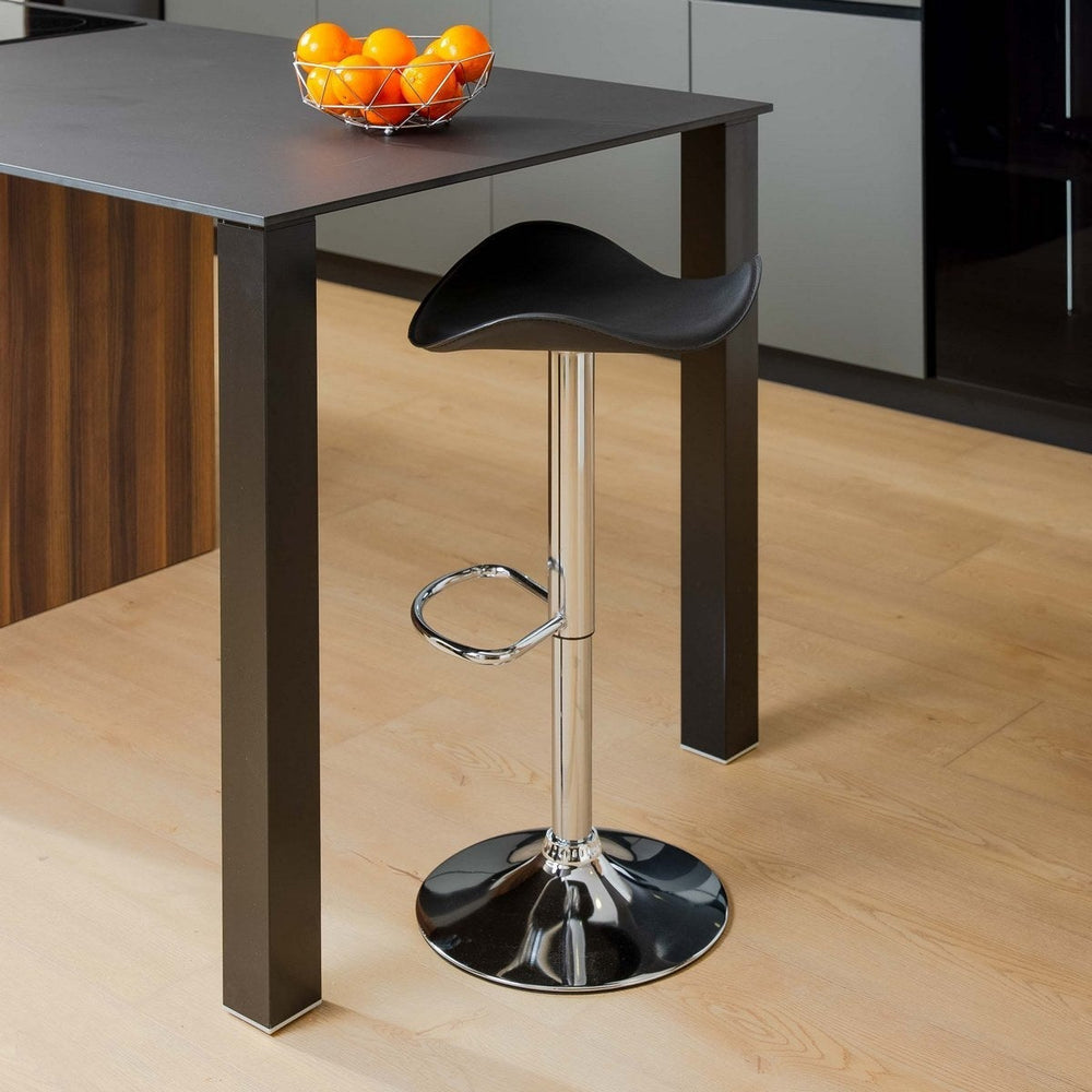 Taburete negro giratorio de polipiel y metal de 45x44x83 cm