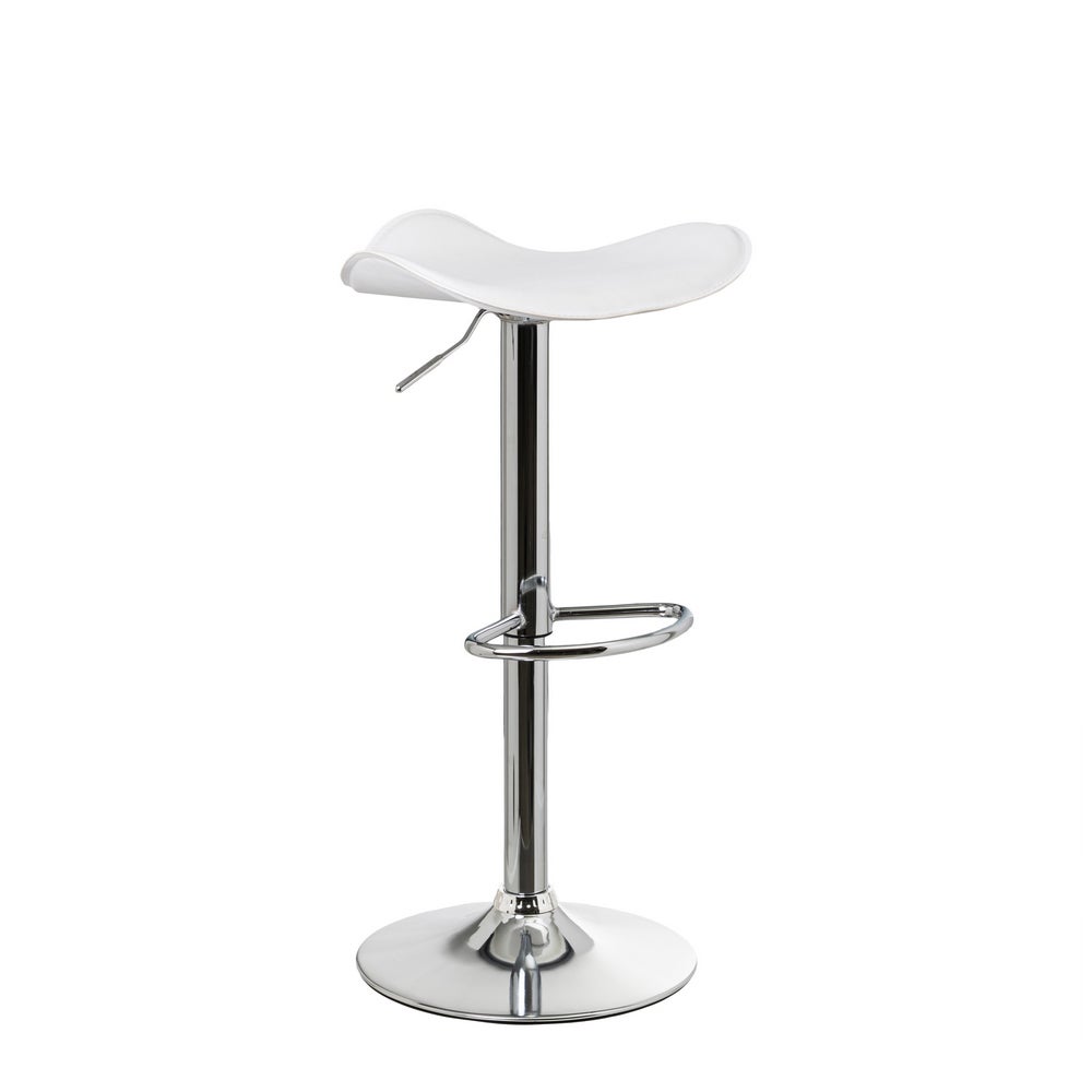 Taburete giratorio blanco de polipiel y metal de 45x44x83 cm