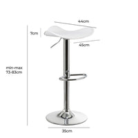 Taburete giratorio blanco de polipiel y metal de 45x44x83 cm