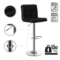 Taburete alto acolchado giratorio negro