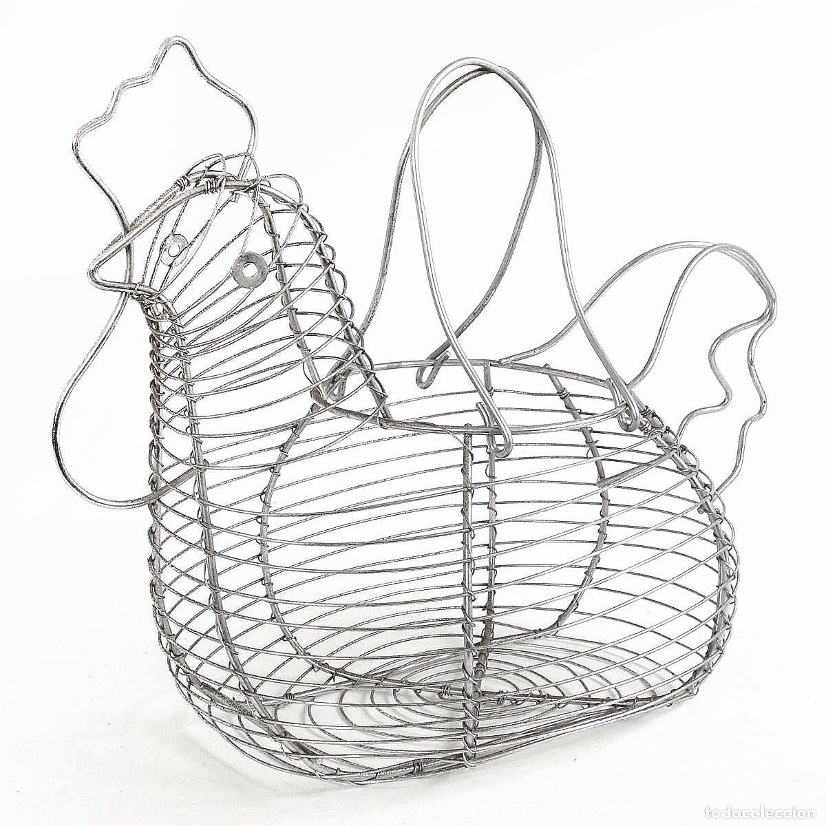 Huevera de gallina clásica plateada de metal para cocina Basic -