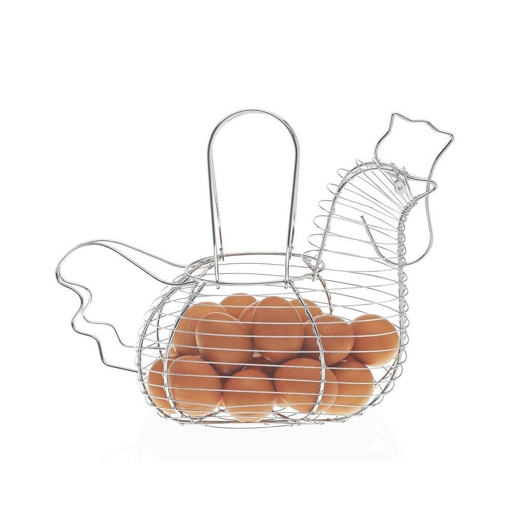 Huevera gallina cromada