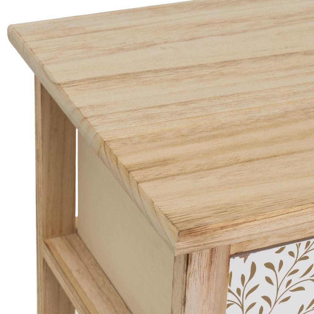 Mesita de noche con cajones tapizados