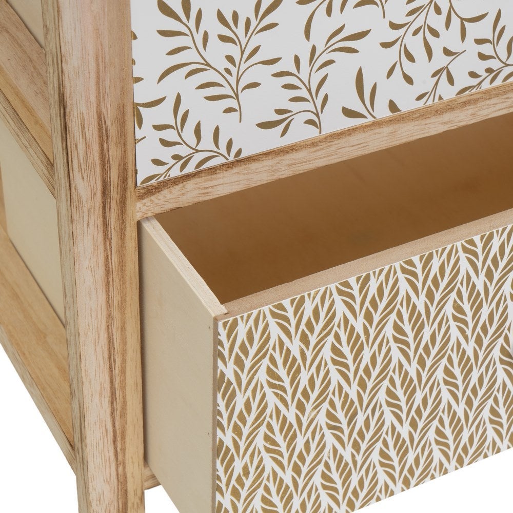 Mesita de noche con cajones tapizados