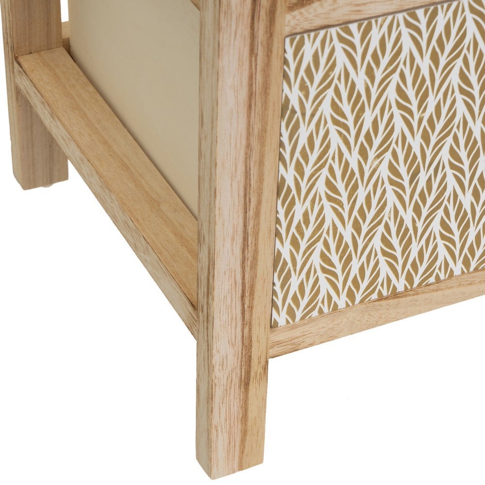 Mesita de noche con cajones tapizados