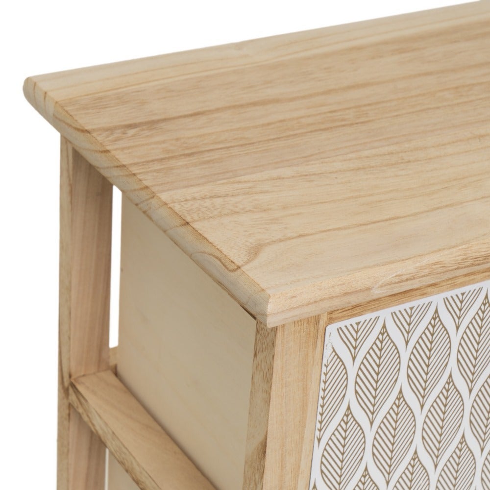 Mesita de noche con cajones tapizados