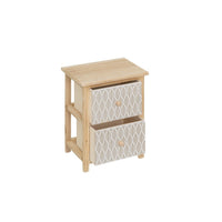 Mesita de noche con cajones tapizados