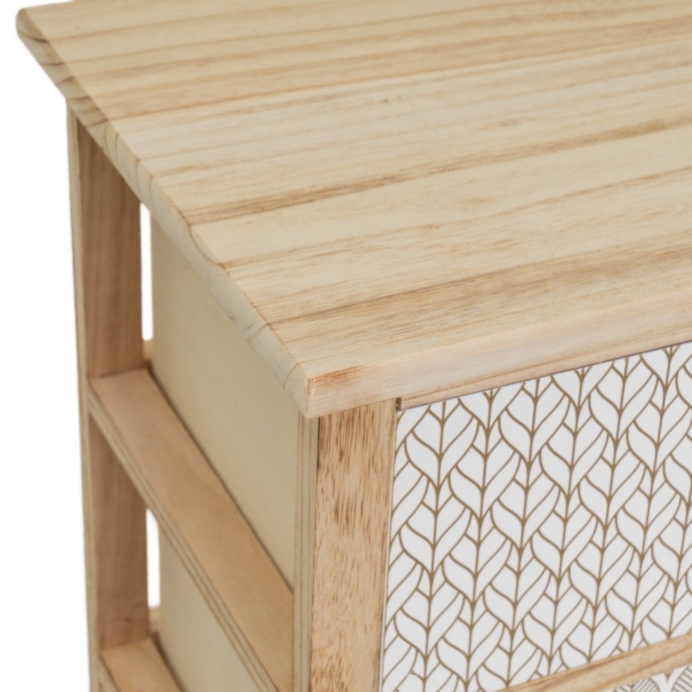 Mesita de noche con cajones tapizados