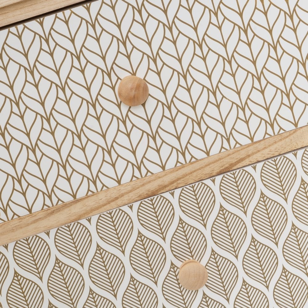 Mesita de noche con cajones tapizados