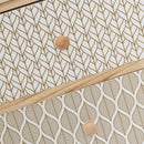 Mesita de noche con cajones tapizados