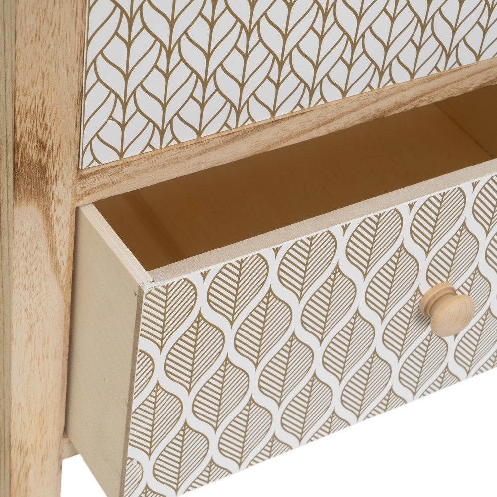 Mesita de noche con cajones tapizados