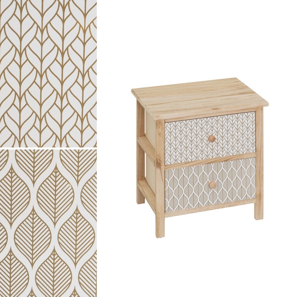 Mesita de noche con cajones tapizados