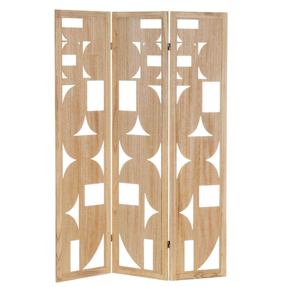 Biombo geométrico de 3 hojas natural