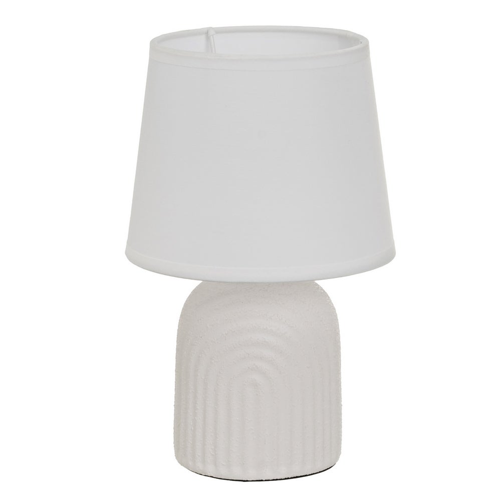 Lámpara mesita de noche arcos de cerámica blanca con pantalla