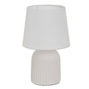 Lámpara mesita de noche arcos de cerámica blanca con pantalla