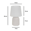 Lámpara mesita de noche arcos de cerámica blanca con pantalla