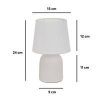 Lámpara mesita de noche arcos de cerámica blanca con pantalla