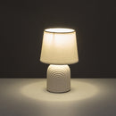 Lámpara mesita de noche arcos de cerámica blanca con pantalla