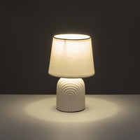 Lámpara mesita de noche arcos de cerámica blanca con pantalla