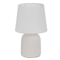 Lámpara mesita de noche arcos de cerámica blanca con pantalla