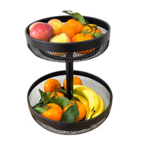 Frutero de diseño con 2 alturas de metal negro de 30x32 cm